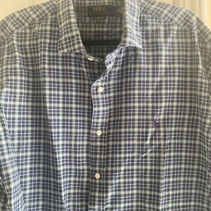 Polo by Ralph Lauren Men's Navy and White Plaid Shirt